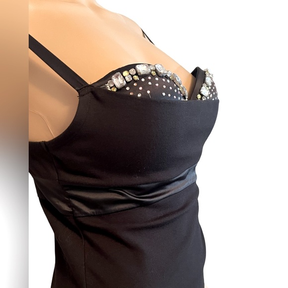 Victoria’s Secret EUC Sexy Rhinestone Studded Spaghetti Strap Black Dress (0449) - Picture 2 of 11